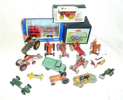 Lot 200 - Fifteen Diecast Tractors, makers include Dinky, Britains, Matchbox, Corgi and Husky, plus other...