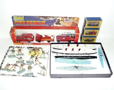 Lot 202 - A Boxed Dinky Fire Rescue Gift Set No.304, containing Fire Chief's Range Rover, Fire Rescue...