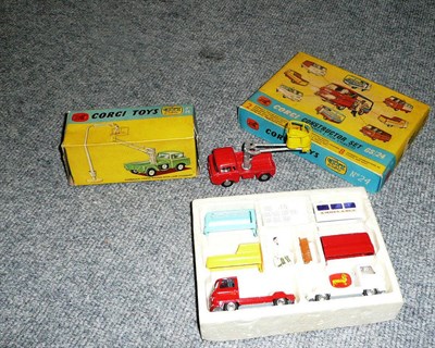 Lot 225 - Two Boxed Corgi Gift Sets:- No.14 Hydraulic Tower Wagon with Lamp Standard No.14, in red with...