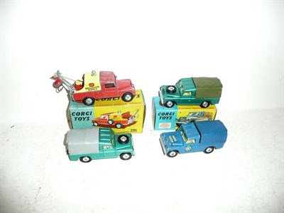 Lot 228 - Four Boxed Corgi Land Rovers:- R.A.C. Radio Rescue Land-Rover No.416S, with plastic canopy;...