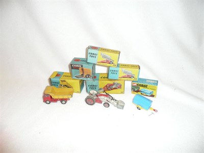 Lot 229 - Six Boxed Corgi Vehicles:- Massey-Ferguson 65 Tractor with Shovel No.53; two Massey-Ferguson 30 Cwt