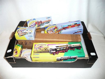 Lot 237 - Ten Boxed Corgi Classic Chipperfields Circus and Showmans Range Vehicles, numbers 15901, 97889,...