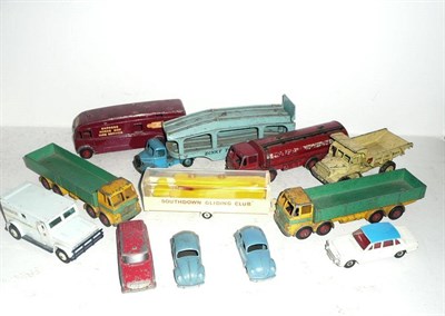 Lot 270 - Twelve Playworn Dinky Vehicles, including Leyland Octopus Esso Tanker, with box lid, British...