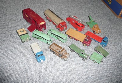 Lot 284 - Fourteen Dinky Commercial Vehicles and Coaches, including Express Horse Box, Foden Tanker, Guy...