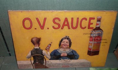 Lot 291 - Original Artwork Advertising O.V. Sauce, painted with a thin man and his plump wife seated at a...