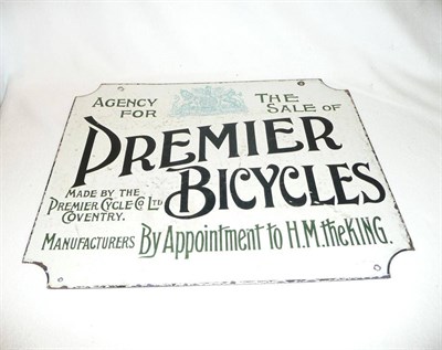 Lot 293 - A Double Sided Enamel Advertising Sign for Premier Bicycles, by The Premier Cycle Co. Ltd.,...