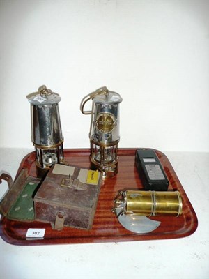 Lot 302 - Mining Collectables, comprising a Davis Derby anemometer in stitched leather case, an Eccles...