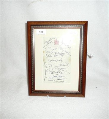 Lot 329 - A Framed Sheet of Windsor Castle Notepaper Containing the Signatures of Entertainers from the Royal