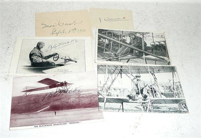 Lot 338 - Four Autographed Postcards of Early Aviators - B.C.Hucks x 2, Cecil Grace, Claude Grahame...