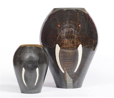 Lot 1593 - A Sally Tuffin for Dennis China Works "African Elephant" Vase, decorated with four African Bull...