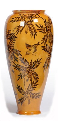 Lot 1595 - A Linthorpe Pottery Baluster Vase, shape No.492, designed by Christopher Dresser, painted with...