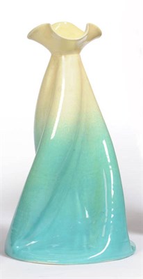 Lot 1599 - An Ault Pottery "Propeller" Vase, designed by Christopher Dresser, turquoise and cream glaze,...