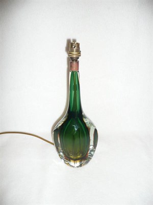 Lot 1606 - An Arte Nuova Murano Glass Table Lamp, green and orange, bears original partial label "Arte...