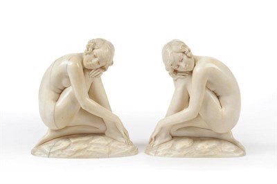 Lot 1610 - Ferdinand Preiss (1882-1943): "Dreaming", A Pair of Ivory Figures, Model No.1132, modelled as...