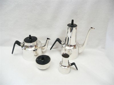 Lot 1618 - A 1960's Danish Cohr Electroplated Four Piece Teaset, comprising teapot and cover, hot water...