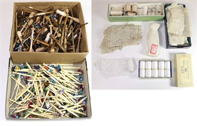 Lot 2042 - Assorted 19th Century and Later Bone and Wooden Lace Makers Bobbins, including 100 turned bone...