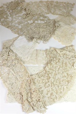 Lot 2045 - A Tape Lace Flounce, with hand worked brides of foliate design, 337cm by 20cm; Assorted 19th...