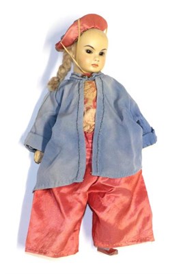Lot 2010 - A Bahr and Proschild German Bisque Socket Oriental Doll, impressed 220, with fixed brown eyes,...
