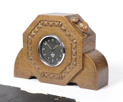 Lot 1652 - A Robert "Mouseman" Thompson Oak Clock, of octagonal design, set with a Smith's clock from a 1930's