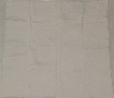 Lot 2019 - A Late 19th Century Pale Pink Cotton Quilt, with cream cotton reverse, quilted with twisted...