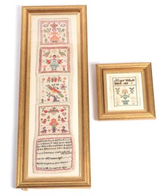 Lot 2086 - An Early 19th Century Five Section Sampler, by a Member of the McAuliffe Family, dated 1833,...