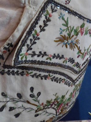 Lot 2089 - Circa 1780 Gentleman's Cream Silk Waistcoat, embroidered in coloured silks with floral sprigs...
