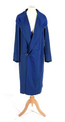 Lot 2101 - Circa 1920s George Hausen Paris Royal Blue Wool Coat, with pleated collar, single button...