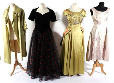 Lot 2108 - Circa 1950/60s Evening Wear, including a Nola of Chester pale pink sleeveless cocktail dress...