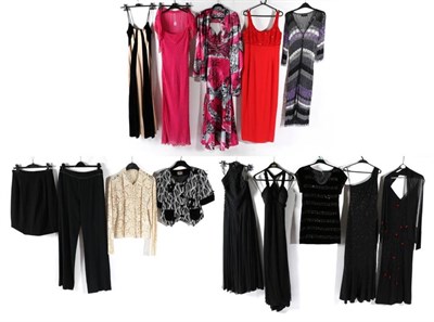 Lot 2114 - Assorted Modern Evening Dresses and Separates, comprising CIBI black wool straight skirt (size 12)
