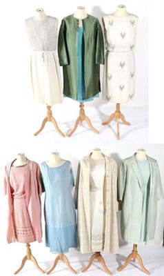 Lot 2124 - Assorted Circa 1960s and Later Cocktail and Evening Wear, comprising a white crepe sleeveless dress