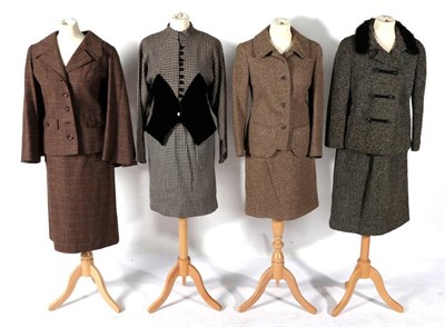 Lot 2127 - Circa 1960s Ladies' Wool Suits, comprising a Ted Lapidus black and white checked two piece...