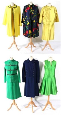 Lot 2137 - Assorted Circa 1960-70s Costume, comprising a Jaeger sleeveless yellow linen shift dress, and...
