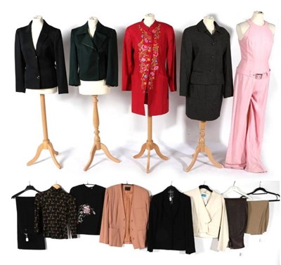 Lot 2153 - Assorted Modern Suits and Separates, comprising John Rocha chocolate brown leather trousers,...