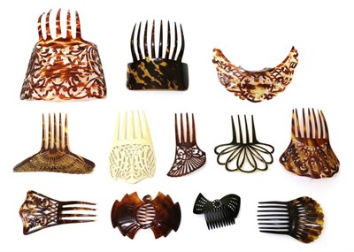 Lot 2160 - Assorted Decorative Pierced and Moulded Hair Combs, in various styles and sizes, mainly in...