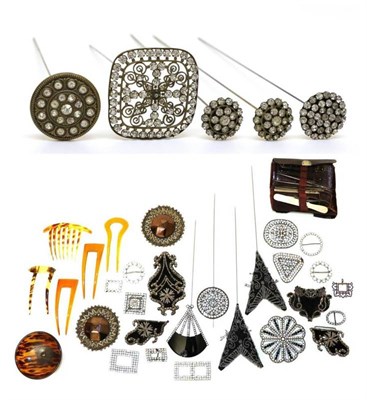 Lot 2167 - Assorted Early 20th Century Decorative Hat Pins, with paste set detailing, Art Deco fan shaped...