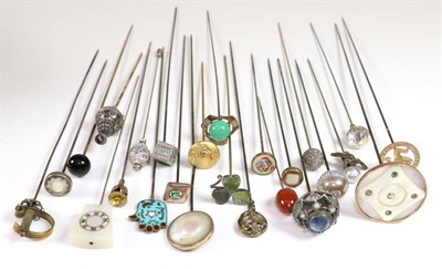 Lot 2176 - Assorted Early 20th Century and Later Hat Pins, including white and gilt metal examples modelled as