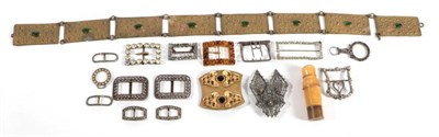 Lot 2182 - Late 19th Century/Early 20th Century Costume Accessories, including a brass hinged belt set...