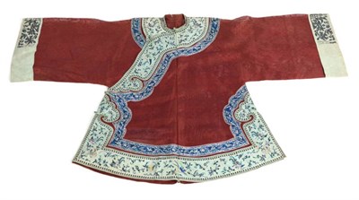 Lot 2190 - Early 20th Century Chinese Summer Jacket, in brown with two embroidered trims in pale blue and...