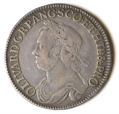 Lot 7 - Oliver Cromwell, Halfcrown, 1658, draped bust left, rev. crowned shield, lettered edge,...