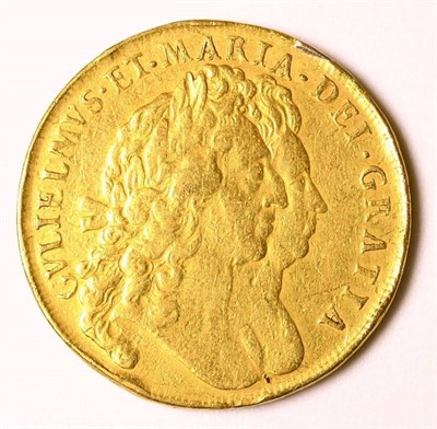 Lot 17 - William & Mary (1688-1694), Five Guineas, 1693, conjoined busts right, edge QVINTO, (S.3422)....