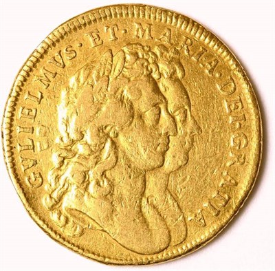 Lot 18 - William & Mary (1688-1694), Two Guineas, 1693, conjoined busts right, (S.3422). Ex-mount, good fine