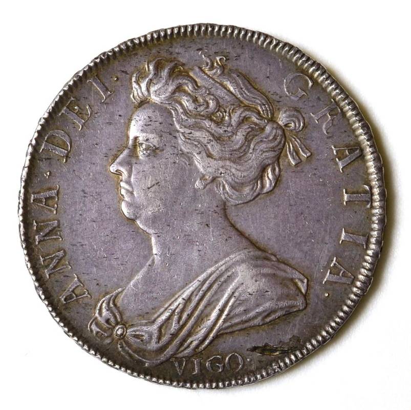 Lot 25 - Anne (1702-1714), Halfcrown, 1703, Pre-Union, draped bust left, VIGO below, rev. crowned...
