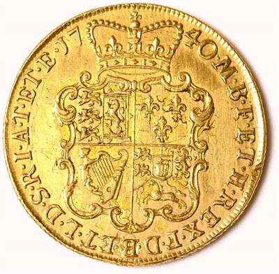 Lot 34 - George II (1727-1760), Two Guineas, 1740/39, intermediate laur. head left, (S.3668). Pierced...