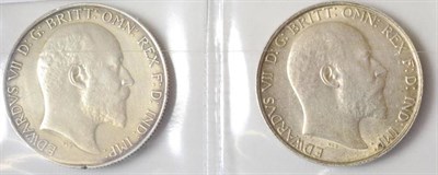 Lot 61 - Edward VII (1901-1910), florins (2), 1905 and 1907 (S.3981). The first once cleaned nearly very...