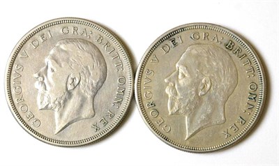 Lot 65 - George V (1910-1936), crowns (2), 1927 proof and 1928, fourth coinage, wreath type, (S.4036)....