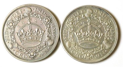 Lot 65 - George V (1910-1936), crowns (2), 1927 proof and 1928, fourth coinage, wreath type, (S.4036)....