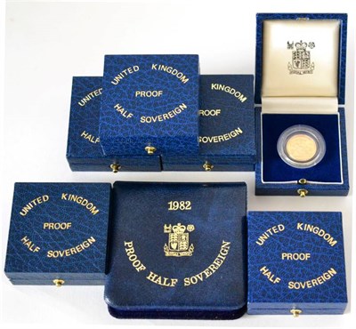 Lot 76 - Elizabeth II (1952-), Proof Half Sovereigns (7), 1982-1988. All mint state in Royal Mint cases...