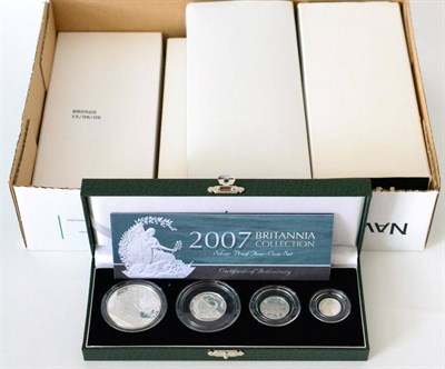 Lot 82 - Elizabeth II (1952-), Britannia silver proof 4-coin sets (6) £2 to 20 pence, 1997 (S.PBS01),...