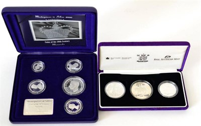 Lot 95 - Australia, 'Masterpieces in Silver' 5 coin silver proof set, 2000; 'The Accession Set' silver proof
