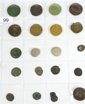 Lot 99 - A Collection of 21 x Roman Imperial Coins including: Trajan: 4 x brass sestertii: (1) rev....